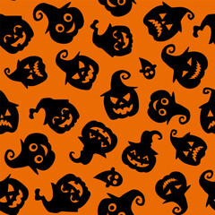Happy Halloween. Seamless pattern with pumpkins. Vector illustration