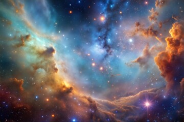 Obraz premium Vibrant nebula swirling with cosmic dust and stars
