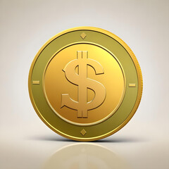 Bitcoin dollar gold coin icon illustration 3D