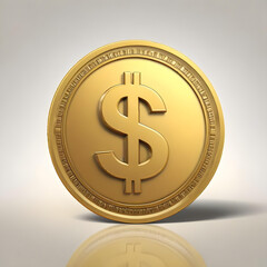 Bitcoin dollar gold coin icon illustration 3D