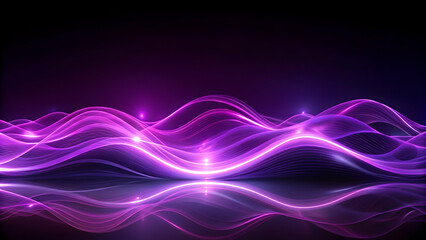 Naklejka premium Glowing purple waves dancing gracefully against a dark backdrop, purple, waves, glowing, abstract, background, vibrant