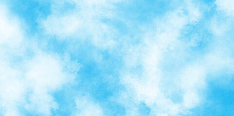 Cloudy and grunge brush painted blue sky Water color background, painted mottled blue paper texture vintage marble effect blue background, Grunge aquarelle painted blue sky texture.