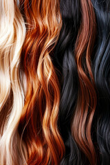 Naklejka premium Diverse hair textures and colors shown