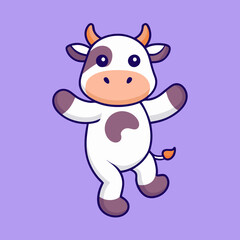 Cute cow is dancing.