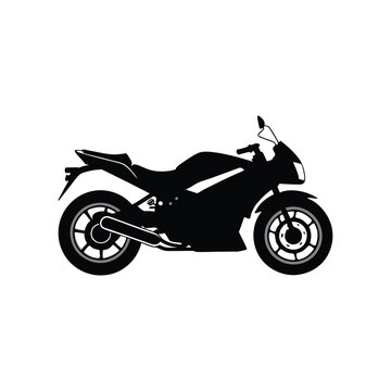 black motorcycle silhouette on white background clip art preview