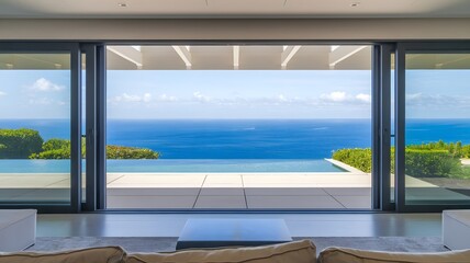 Fototapeta premium Stunning sea views from a modern and minimalist design house