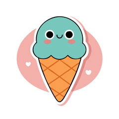 Cute Strawberry Ice Cream Illustration