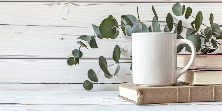 Cozy home coffee nook with books & plants