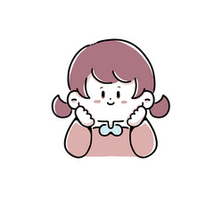 頬杖をついている女の子