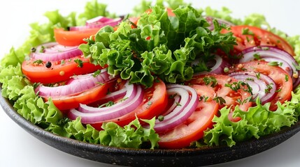 vegetable salad on plate isolated on white 
