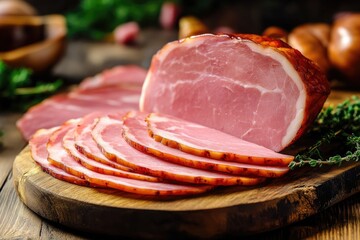 Turkey ham Campana few slices over board , ai