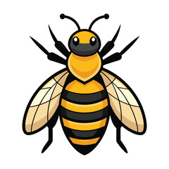  Cartoon Bee Vector Mascot with Yellow Stripes, Wings, and Big Eyes for Nature Illustrations