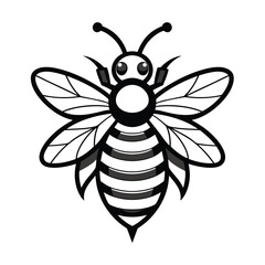 Black and White Bee Vector for Nature Illustrations, Intricate Bee Illustration for Stock Use