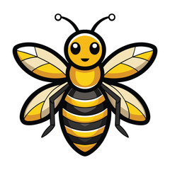 Cartoon Bee Vector Mascot with Yellow Stripes, Wings, and Big Eyes for Nature Illustrations