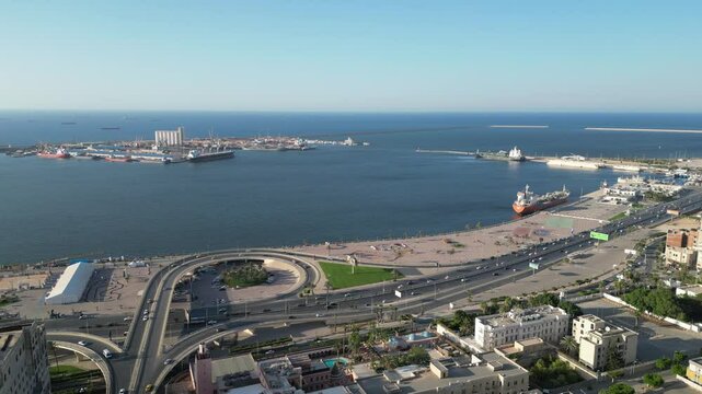 view of the Tripoli port and sea