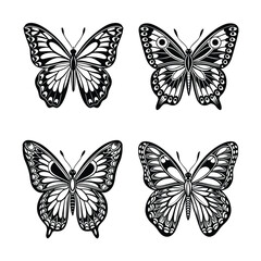 Black and White Butterfly Graphics for Wildlife Designs, Elegant Butterfly Vector Art 