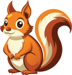 Cute Cartoon Squirrel Vector Illustration with Bushy Tail