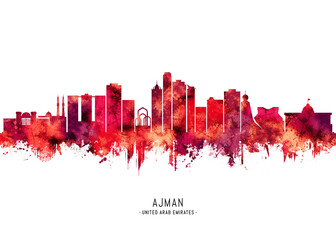 Ajman UAE Skyline Red