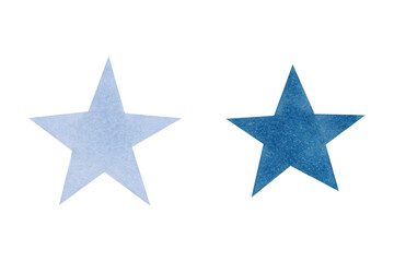 Blue stars. Watercolor and marker illustration. Clip art of space elements of the sky. Hand drawn isolated art. Night lights for children's room design, textiles