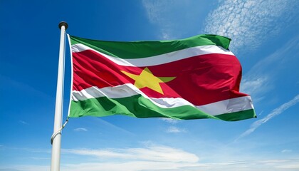 スリナムの国旗(waving national flag of Suriname.)
