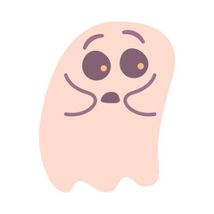 Funny cartoon Halloween ghost.Ghost character.Halloween scary ghostly monster.Vector illustration.Isolated on white background.
