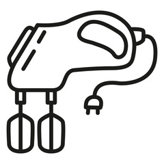 Kitchen appliance for mixing foods.Mixer icon.Kitchen hand mixer.Isolated on white background.Outline vector illustration.