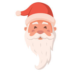Cartoon face Santa Claus.The christmas avatar.Saint nicolas .Vector illustration.Isolated on white background.Christmas and New Year concept.