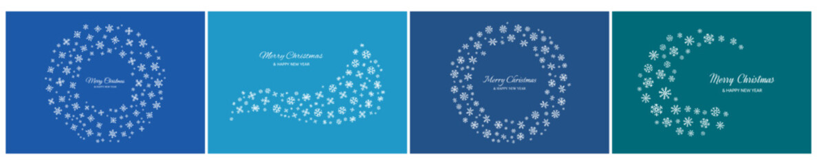 Set of Merry Christmas backgrounds with snowflakes