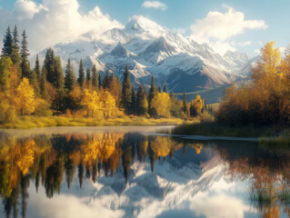 Obraz premium autumn landscape with lake