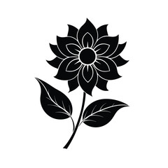 Beautiful flower black silhouette vector illustration