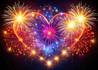 Obraz premium heart shaped fireworks