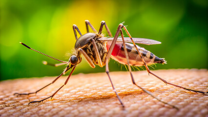 Macro shot of mosquito feeding on human skin, mosquito, blood, macro, insect, sucking, feeding, parasite, itch, skin, bite
