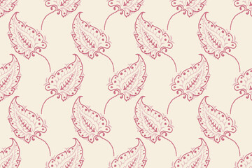 Ikat leaves vintage design embroidary seamless pattern on background vector illustration.Ikat ethnic oriental embroidery traditional.Indian Ikat pattern Aztec style retro. design for texture,fabric.