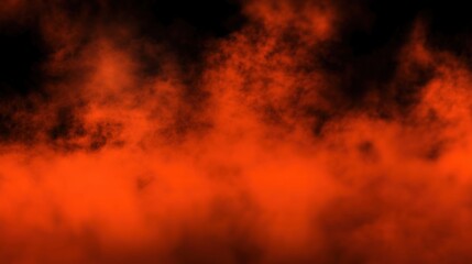 Spooky red and orange fog swirls creating a mysterious atmosphere against a dark black background, perfect for Halloween-themed designs and decorations, evoking feelings of fright and intrigue.