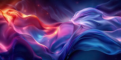 Obraz premium A vibrant abstract wave of colors blending in a cosmic background.