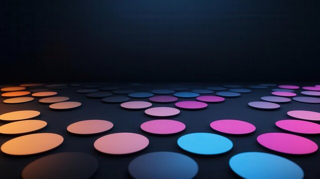 High contrast scatter plot with bright dots in neon colors, spread across a dark grid, showing clear patterns in the data