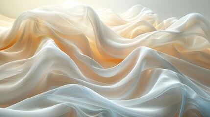 Obraz premium A soft, flowing arrangement of translucent fabric in gentle waves and warm hues.