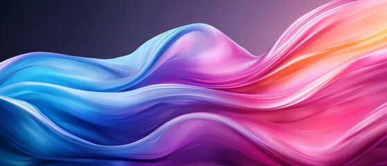 A dark background with a soft glow, colored abstract waves and wavy lines forming a cohesive wave shape
