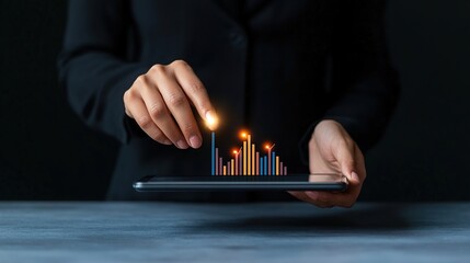 Businesswoman Analyzing Data on Digital Tablet