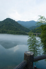 Fog scenery of Xiaodongjiang River in Chenzhou City, Hunan Province, China