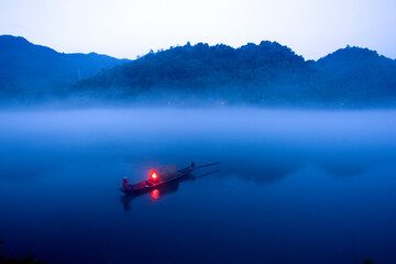 Fog scenery of Xiaodongjiang River in Chenzhou City, Hunan Province, China