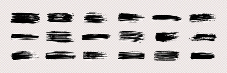 Set of black hand drawn brush strokes