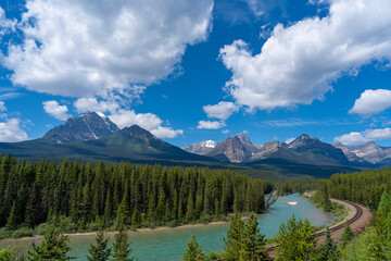Scenic view on the way from banff to jasper national park