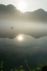 Fog scenery of Xiaodongjiang River in Chenzhou City, Hunan Province, China