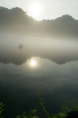 Fog scenery of Xiaodongjiang River in Chenzhou City, Hunan Province, China