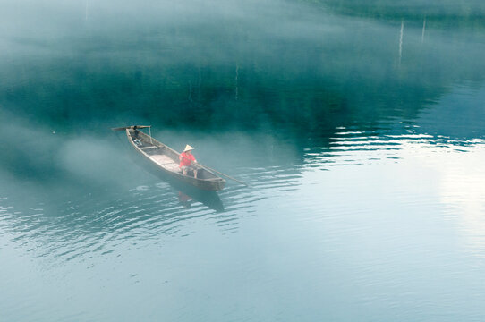 Fog scenery of Xiaodongjiang River in Chenzhou City, Hunan Province, China
