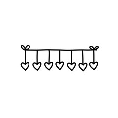 hanging heart line icon
