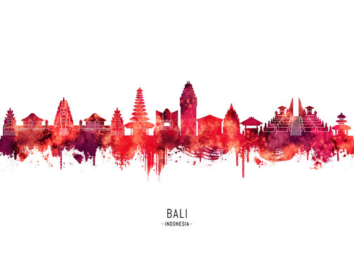 Bali Indonesia Skyline Red