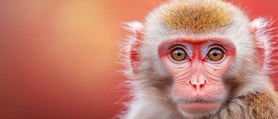 Obraz premium A tight shot of a monkey's face with a softly blurred background and an equally blurred monkey head