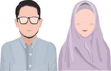 Islamic Faceless Couple Vector Illustration
